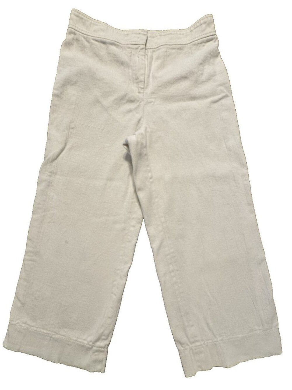 Akris Punto Crinkle Jacquard Pants 10 Wide Leg Cropped White Preppy Minimalist